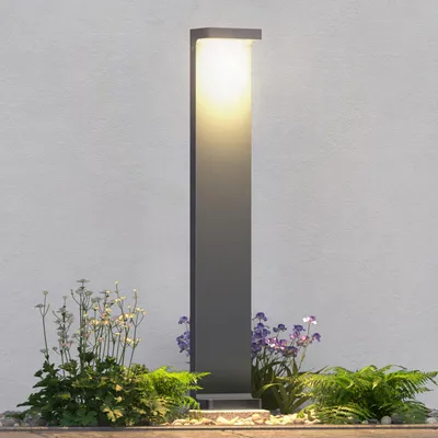 Immagine prodotto di doporro Lampione LED da Giardino 3000K, Paletto Esterno IP65 H60cm in Alluminio Grigio Scuro, Luce Calda 6W per Vialetti, Giardini, Cortili e Ingressi