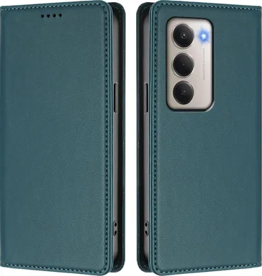 Produktbild von Handyhülle für Xiaomi Redmi 15 5G/4G, Kunstleder Klapphülle Stoßfeste Magnetische Hülle mit Ständer Grün