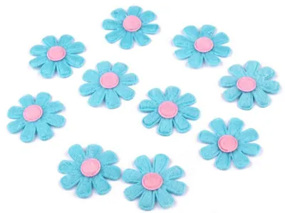 Produktbild von 10 Aufnäher in Blütenform, ca. 2,7 cm, hellblau #9