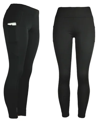 Zdjęcie produktu dla Legginsy do jogi, wysoki stan, modelujące pośladki, boczne kieszenie, do biegania, damskie, czarne, rozmiar L