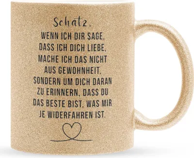 Produktbild von 22Feels Glitzertasse Gold Schatz Jahrestag Geschenk Frauen Männer Hochzeitstag Ehefrau Ehemann Freund Freundin Valentinstag Geburtstag Weihnachten Kaffeetasse Liebe Paar Beziehung Haferl Jubiläum Geschenkidee Bürotasse