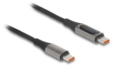 Image de Delock USB 2.0 Daten- und Schnellladekabel USB Type-C™ Stecker zu Stecker PD 3.0 100 W mit Leistungsanzeige 2 m