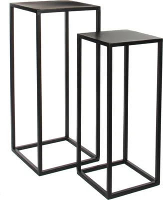 Produktbild von Mica Decorations Goa Beistelltisch - 2er-Set - L30 x B30 x H70 cm - Metall - Schwarz
