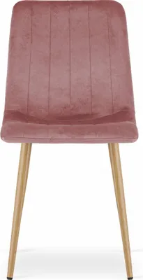 Obrázek produktu pro Růžová sametová čalouněná židle, kovové nohy, rozměry 43x90x51 cm, do obývacího pokoje, jídelny, sada 2 kusů