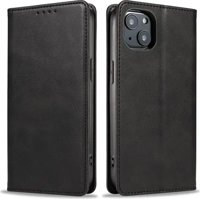 Produktbild von Handyhülle für Apple iPhone 15 Kunstleder Flip Cover Hülle Handytasche Case Kartenfach Farbe: Schwarz