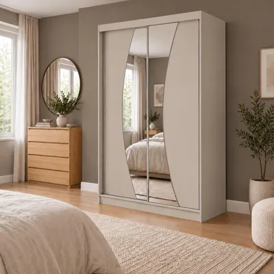 Produktbild von KSHOMECONCEPT Kleiderschrank Nox 120 cm Kaschmir, Spiegel