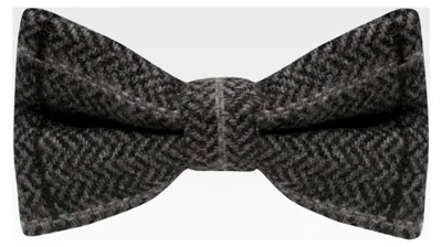 Produktbild von Fliege mit Fischgrätenmuster aus Tweed in Graphitgrau, Einheitsgröße