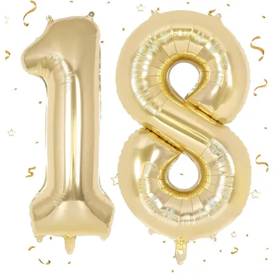 Productafbeelding van Gouden Cijferballon 18 - 40 Inch Witgouden Folienballon voor Verjaardagen