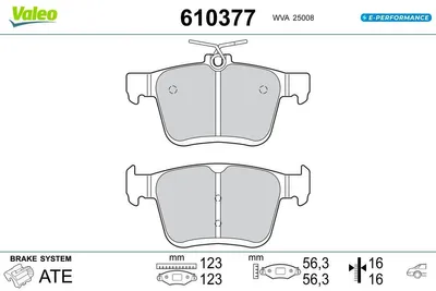Produktbild von VALEO Bremsbeläge Satz Hinten für VW Golf VII Schrägheck (5G1, BQ1, BE1, BE2) 610377