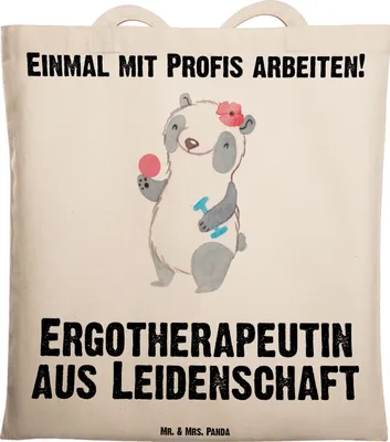 Produktbild von Mr. & Mrs. Panda Einkaufstasche Ergotherapeutin Leidenschaft - Transparent - Geschenk, Beruf, Schultasche, Lustig, Ausbildung, Stoffbeutel, Witzig, Tasche, Spruch