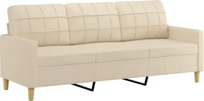 Produktbild von vidaXL 3-Sitzer-Sofa Creme 180 cm Stoff