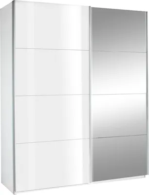 Produktbild von Schwebetürenschrank - Alpinweiß - Weiß Hochglanz - 226 x 210 cm - mit Spiegel