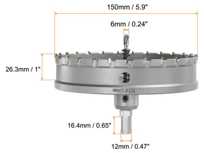 Produktbild von 150mm Lochs?ge Wolframkarbid-Hartmetallmaterialien Dosenbohrer, Lochs?gen-Set mit Dreieckschaft und zwei Bohrern fš¹r Edelstahl, Metall, Kupfer, Holz, Kunststoff