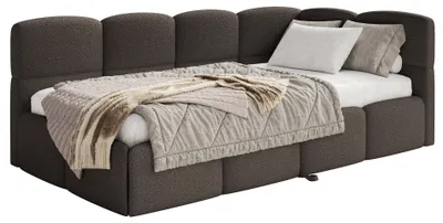 Obrázok produktu pre Selsey Cloudy – čalúnená posteľ, bouclé, hnedá, 170x185 cm – pravá strana