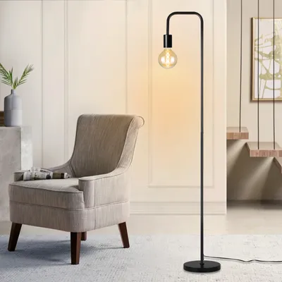 Produktbild von ZMH Stehlampe Wohnzimmer Vintage Standleuchte 1 Flammig E27 Schwarz Schlafzimmer mit Fußschalter Industrial Metall Modern Lampe
