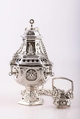 Produktbild von Weihrauchfass Höhe 27 cm, Messing vernickelt