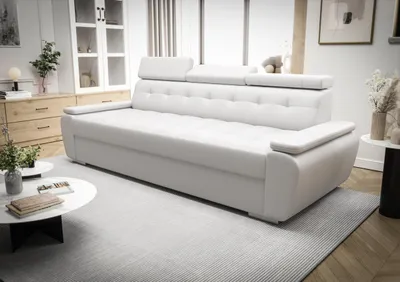 Produktbild von Dreisitziges Sofa 230 cm Weiß Kunstleder Kongo RBS01