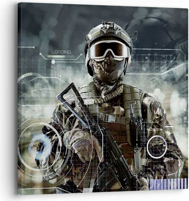 Produktbild von Bild auf Leinwand - Leinwandbild - Soldat Gewehr - 30x30cm - Wand Bild - Wanddeko - Wandbilder - Leinwanddruck - Bilder - Kunstdruck - Wanddekoration - Leinwand bilder - Wandkunst - AC30x30-4071