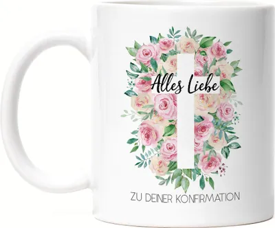 Produktbild von Alle Liebe zu deiner Konfirmation Tasse Weiß Konfirmationsgeschenk Mädchen Patenkind Kirche