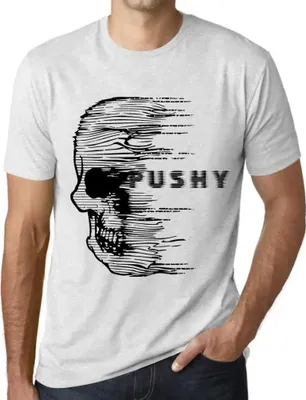 Produktbild von Herren Grafik T-Shirt Angst Schädel aufdringlich – Anxiety Skull Pushy – Öko-Verantwortlich Vintage Jahrgang Kurzarm Lustige Druck Geburtstag Geschenk