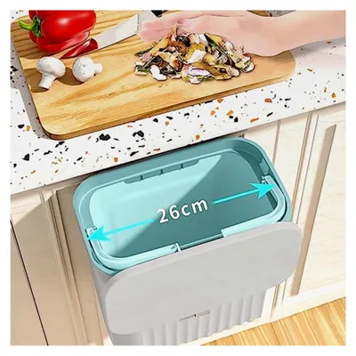 Produktbild von Komposteimer für die Küche, Küchenabfalleimer, 9L Mülleimer für Camping, Hängender Mülleimer mit Deckel für Badezimmer und Schlafzimmer, Mülleimer für Wohnwagen