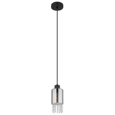 Produktbild von Pendelleuchte, Metall, Schwarz-matt, Glaskristalle, D 10 cm