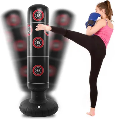 Obrázek produktu pro Fitness boxovací pytel, nafukovací boxovací pytel, stojanový boxovací pytel, hračka, PVC, boxovací pytel do interiéru