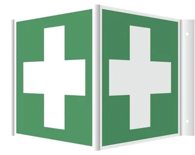 Produktbild von Dreifke® Winkelschild Erste Hilfe, ISO 7010, Kunststoff, 200x200 mm