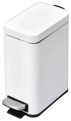 Imagen del producto de Contenedor de residuos rectangular de 5 litros con pedal y cubo interior | Color: Blanco | Dimensiones: 14 x 29,2 x 32 cm
