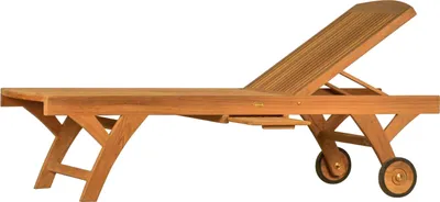 Produktbild von Gartenliege Teakholz Liege Brighton extra hoch als Holzliege Teak Sonnenliege mit Rädern für Garten Terrasse Balkon