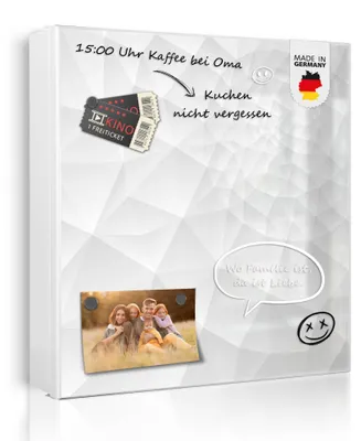 Produktbild von banjado Schlüsselkasten aus Glas, 30x30cm groß mit 32 Haken, als Magnettafel nutzbar, Korpus weiß, Anschlag rechts, Bulldogge [SKGW1 12529]