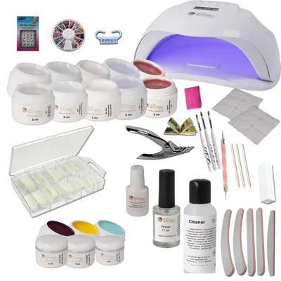 Produktbild von UV Gel Starterset Starlight inkl. UV-LED Gerät - Nagelstudio Einsteiger Set inkl. UV Gele, Farbgele, Nailart und UV Lampe