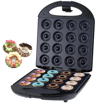Mini-Donutmacher 1400 W für 16 Donuts, Antihaft, Automatik-Thermostat