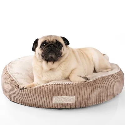 Produktbild von Kuscheliges Plüschbett Hundebett Katzenbett DOTTY - weiches rundes PLÜSCH Kissen für kleine und mittelgroße Hunde und Katzen Schlafplatz Größe M 60 cm