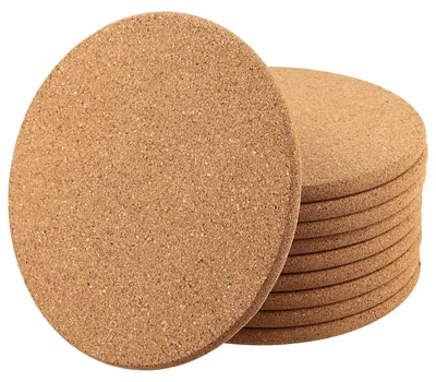 Image de Lot de 10 sous-verres ronds en liège - Épaisseur : 19 cm - Pour boissons, pots et plantes