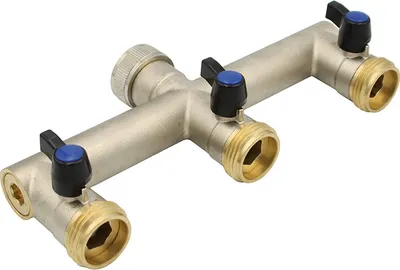 Produktbild von Wasserverteiler 3 fach Messing 1 Zoll 3 Wege Verteiler Wasser