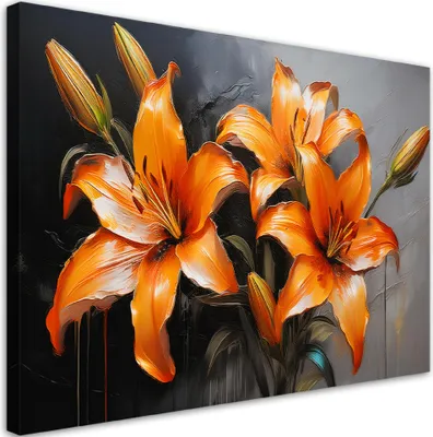 Produktbild von Leinwandbild Lilienblüten Orange 60x40 Feeby Orange bild für die wand bereit zum aufhängen