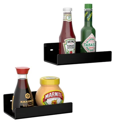 Produktbild von Schwarze Acryl-Wandregale für die Heimdekoration, 2er-Set, Acryl-Aufbewahrungsregale für das Esszimmer, Wandregal zur Aufbewahrung und Präsentation