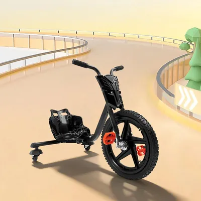 Produktbild von Drift Trike - Dreirad - LED-Leuchträder - Verstellbarer Rennschalensitz - Rutschfeste Pedale - 3-Rädriges Design - Schwarz