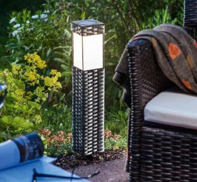 Produktbild von Esotec 102073 Solar Standleuchte Pfostenleuchte Rattan 50cm warmweiss 3500k