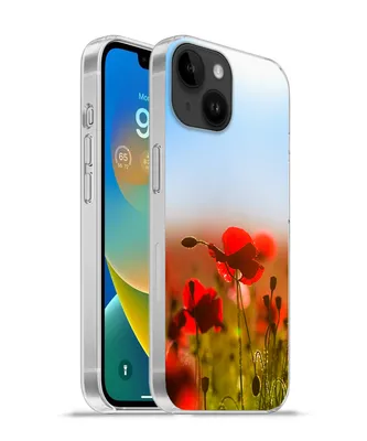 Produktbild von MuchoWow® Handyhülle Schutzhülle Hülle für Apple iPhone 14 - Softcase Mohnblumen unter einem klaren blauen Himmel. Silikon Softcase Handy Hülle - Mobiltelefonhülle