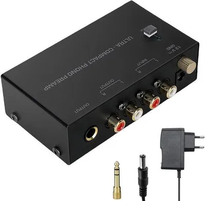 Image de Préamplificateur phono avec connecteur RCA - Adaptateur 12V - pour une qualité audio améliorée