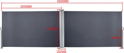 Produktbild von EINFEBEN Doppelseitenmarkise Markisen Ausziehbar 180x600cm Anthrazit Seitenmarkise UV Reissfestigkeit Seitlicher Sichtschutz Balkon Terrasse