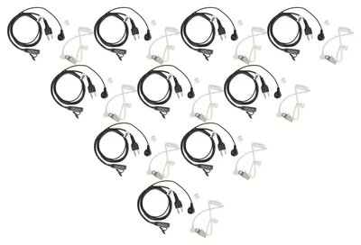 Produktbild von vhbw 10x Headset kompatibel mit Motorola PRO5450, PRO5550, PRO5150, PRO5350, PRO5750, PR860, PRO7150, PRO7350 Funkgerät - schwarz, Akustikschlauch