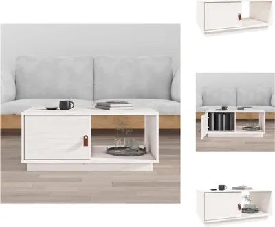 Image de vidaXL Table basse blanche 80x50x35,5 cm pin massif - Tables basses