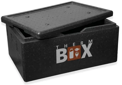 Produktbild von THERM BOX Styroporbox GN 40L Isolierbox Thermobox Warmhaltebox Kühlbox Thermobehälter Innen: 53,9x34x21,5cm Wiederverwendbar