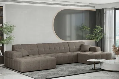 Zdjęcie produktu dla Sofa w kształcie U NIMES narożnik tkanina Verita Ciemnobeżowy