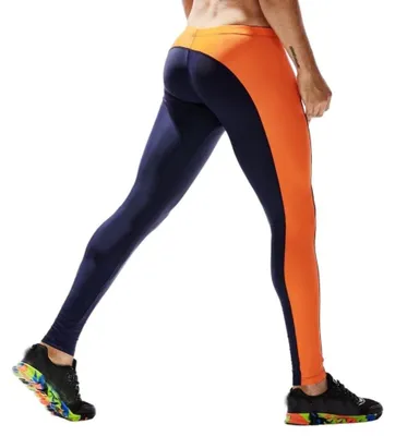 Productafbeelding van Compressie Broek voor Mannen - Navy Oranje