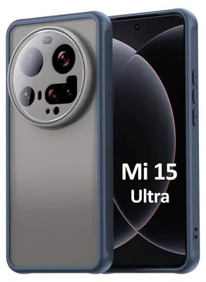 A blue phone case is shown on a gray background, with the phone inside the case visible on the right side.