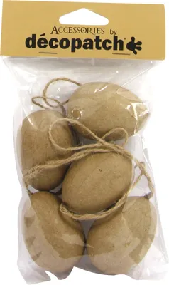 Produktbild von Décopatch 3x Braunes Pappmaché, Packung 5 Eiern zum Aufhängen Kartonbraun AC384O